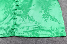 Load image into Gallery viewer, Green Envy Deep V-Neck Satin Mini Dress