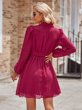Load image into Gallery viewer, Summer Belted Surplice Neck Long Sleeve Mini Dress