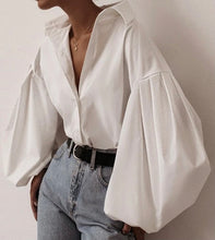 Load image into Gallery viewer, Solid Lantern Sleeves Blouse