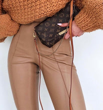 Load image into Gallery viewer, PU Leather Zip Up High Waist Trousers