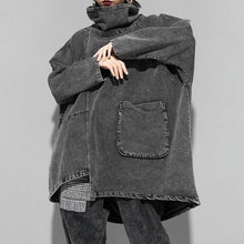 Load image into Gallery viewer, Raya Reon Turtleneck Loose Denim Sweatshirt