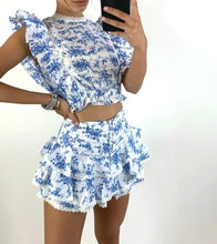 Load image into Gallery viewer, Crop Top Ruffled Shorts Set
