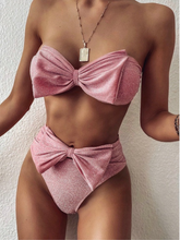 Load image into Gallery viewer, High Waist Shiny Bow Bikini