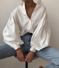 Load image into Gallery viewer, Solid Lantern Sleeves Blouse