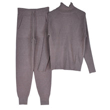 Load image into Gallery viewer, V-Ribbed Turtleneck & Trousers Two Piece Set