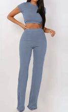 Load image into Gallery viewer, Ribbed O Neck Short Sleeve Set