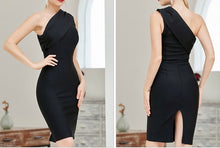 Load image into Gallery viewer, Black One Shoulder Bandage Dress