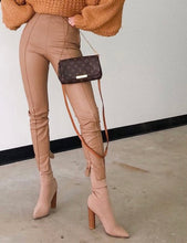 Load image into Gallery viewer, PU Leather Zip Up High Waist Trousers