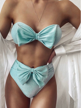 Load image into Gallery viewer, High Waist Shiny Bow Bikini