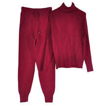 Load image into Gallery viewer, V-Ribbed Turtleneck & Trousers Two Piece Set