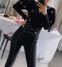 Load image into Gallery viewer, High Waist Beaded Ankle Length Jeans