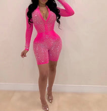 Load image into Gallery viewer, Long Sleeve Sequined Mesh Romper