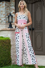 Load image into Gallery viewer, Leopard Color Block Smocked Jumpsuit