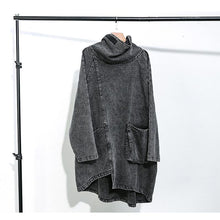 Load image into Gallery viewer, Raya Reon Turtleneck Loose Denim Sweatshirt