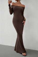 Load image into Gallery viewer, Flora Off-Shoulder Long Sleeve Maxi Dress