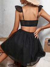Load image into Gallery viewer, Marissa Ruffled Square Neck Fishnet A-Line Dress