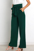 Load image into Gallery viewer, Micaela Tie Front Paperbag Wide Leg Pants