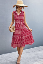 Load image into Gallery viewer, Nikita Printed Button Front Tie-Waist Sleeveless Collared Dress