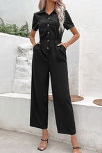 Load image into Gallery viewer, Collared Neck Short Sleeve Jumpsuit