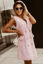 Load image into Gallery viewer, Oaklynn Tweed Fringe Trim Double-Breasted Sleeveless Dress