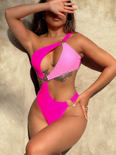 Load image into Gallery viewer, One-Shoulder Cutout Ring Detail One-Piece Swimsuit