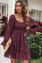 Load image into Gallery viewer, Libby Leopard Applique Flounce Sleeve Smocked Tiered Dress