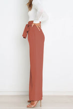 Load image into Gallery viewer, Micaela Tie Front Paperbag Wide Leg Pants