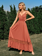 Load image into Gallery viewer, Isla Spaghetti Strap Smocked Waist Spliced Lace Dress