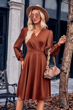 Load image into Gallery viewer, Gabrielle Surplice Neck Swiss Dot Long Sleeve Dress