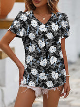 Load image into Gallery viewer, Ruche V-Neck Petal Sleeve Top