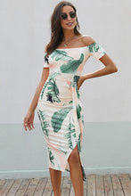 Load image into Gallery viewer, Zaynab Printed Off-Shoulder Split Dress