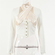 Load image into Gallery viewer, Jadis White Long Sleeve Halter Blouse