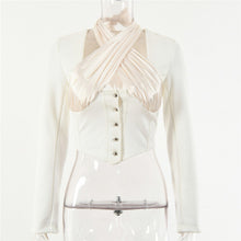 Load image into Gallery viewer, Jadis White Long Sleeve Halter Blouse