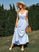 Load image into Gallery viewer, Isla Spaghetti Strap Smocked Waist Spliced Lace Dress