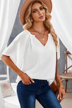 Load image into Gallery viewer, Gathered Detail Notched Neck Flutter Sleeve Top