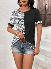 Load image into Gallery viewer, Leopard Round Neck Short Sleeve Tee