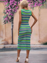 Load image into Gallery viewer, Nova Striped Round Neck Sleeveless Midi Cover Up