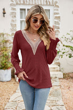 Load image into Gallery viewer, Eyelet V-Neck Smocked Flounce Sleeve Blouse