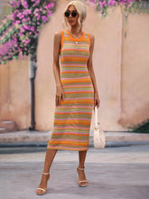 Load image into Gallery viewer, Nova Striped Round Neck Sleeveless Midi Cover Up