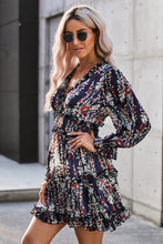 Load image into Gallery viewer, Blaze Floral Frill Trim Plunge Flounce Sleeve Dress