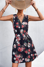 Load image into Gallery viewer, Kaede Printed Zip Detail Belted Sleeveless Dress