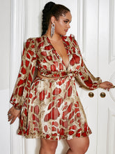 Load image into Gallery viewer, Maddison Plus Size Animal Print Ruffle Hem Plunge Dress