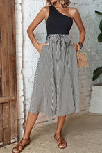 Load image into Gallery viewer, Rain Striped One-Shoulder Slit Dress