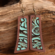 Load image into Gallery viewer, Aviva Geometrical Shape Wooden Dangle Earrings