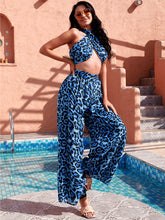 Load image into Gallery viewer, Cicely Leopard Print Crisscross Wide Leg Jumpsuit