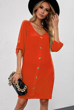 Load image into Gallery viewer, Destiny Buttoned V-Neck Dress