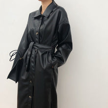 Load image into Gallery viewer, Storie Long PU Leather Trench Coat