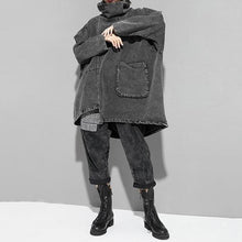 Load image into Gallery viewer, Raya Reon Turtleneck Loose Denim Sweatshirt