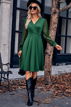 Load image into Gallery viewer, Gabrielle Surplice Neck Swiss Dot Long Sleeve Dress