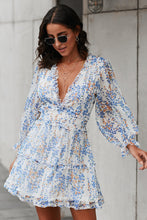 Load image into Gallery viewer, Blaze Floral Frill Trim Plunge Flounce Sleeve Dress